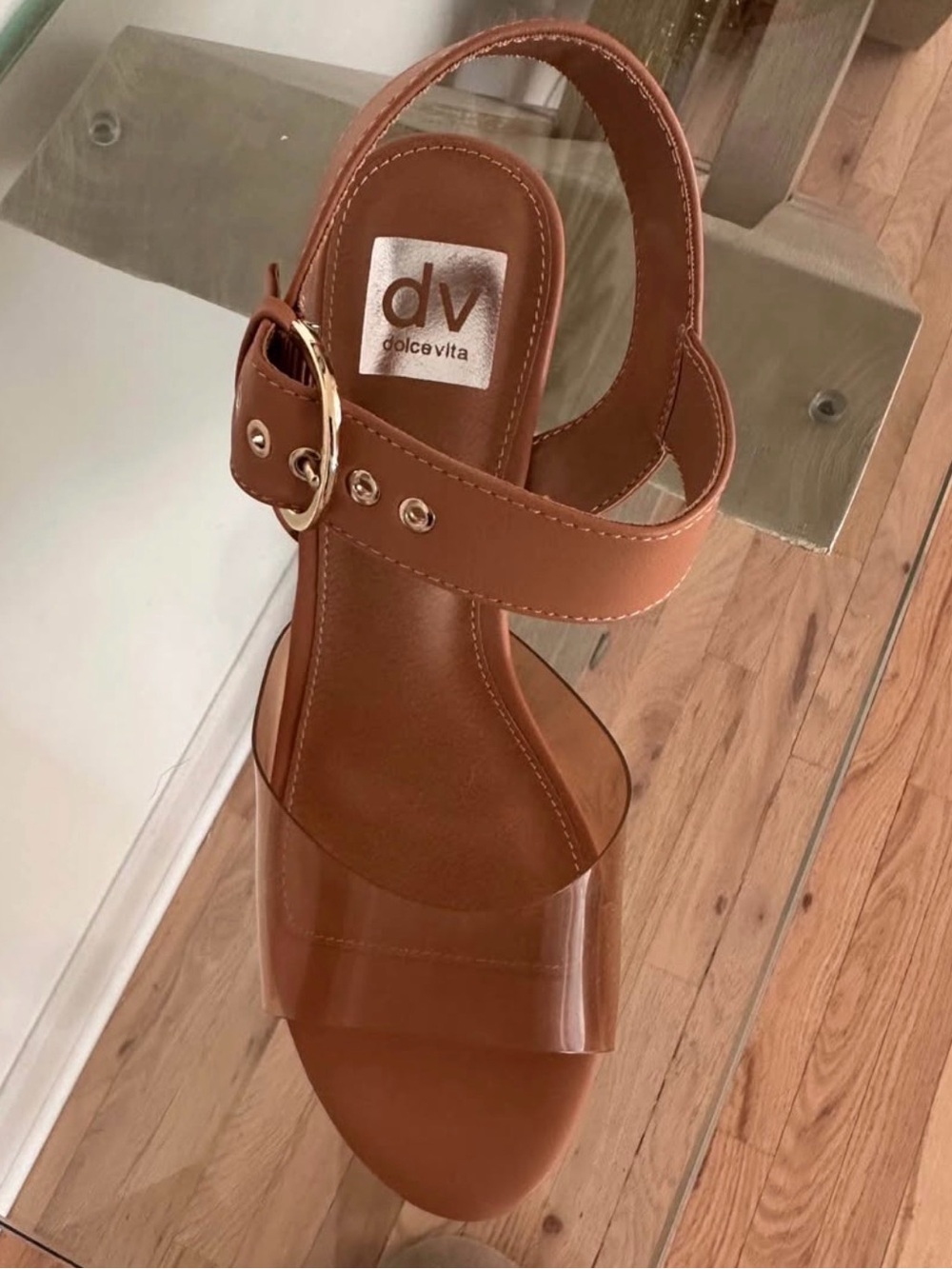 Dolce Vita Cognac Platform Block Heel Sandals - Picture 2 of 5